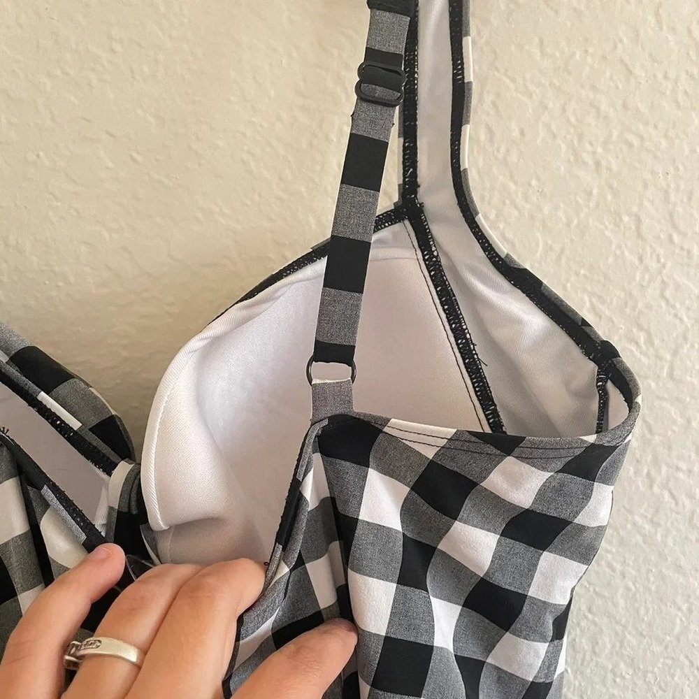 NEXT Plaid One Piece Black and White Bathing‎ Suit - Picture 6 of 6